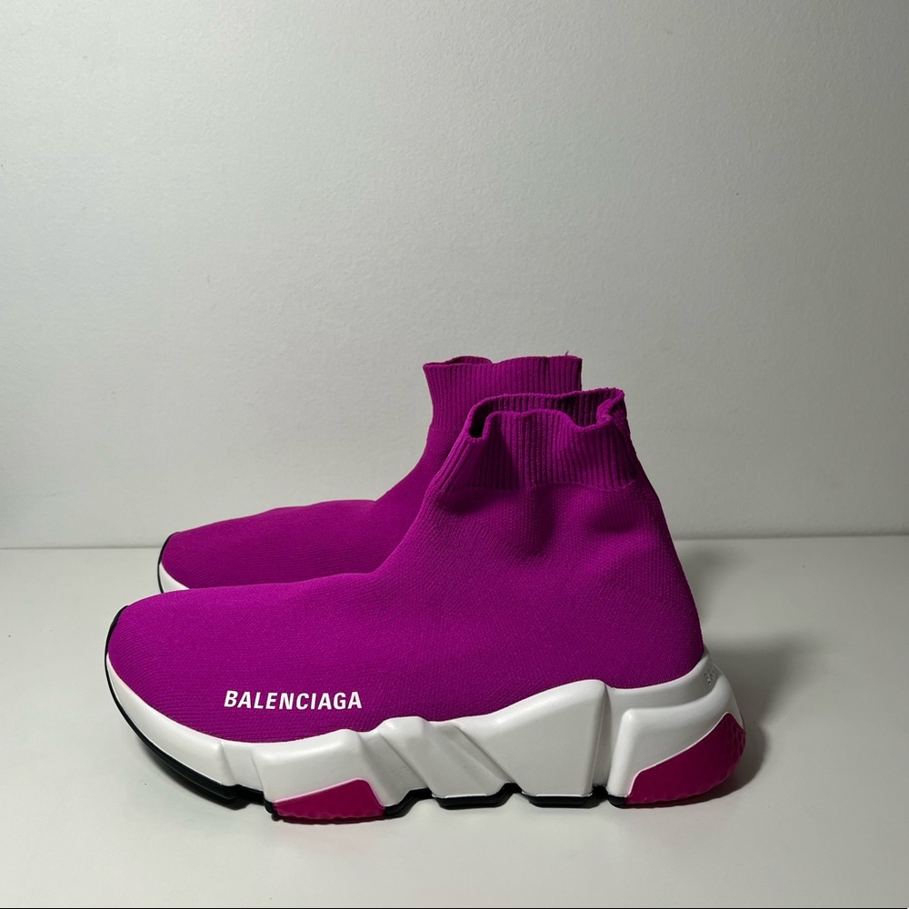 Balenciaga Fuchsia Speed Sock Knit Chunky Trainers Sneakers - Picture 8 of 10